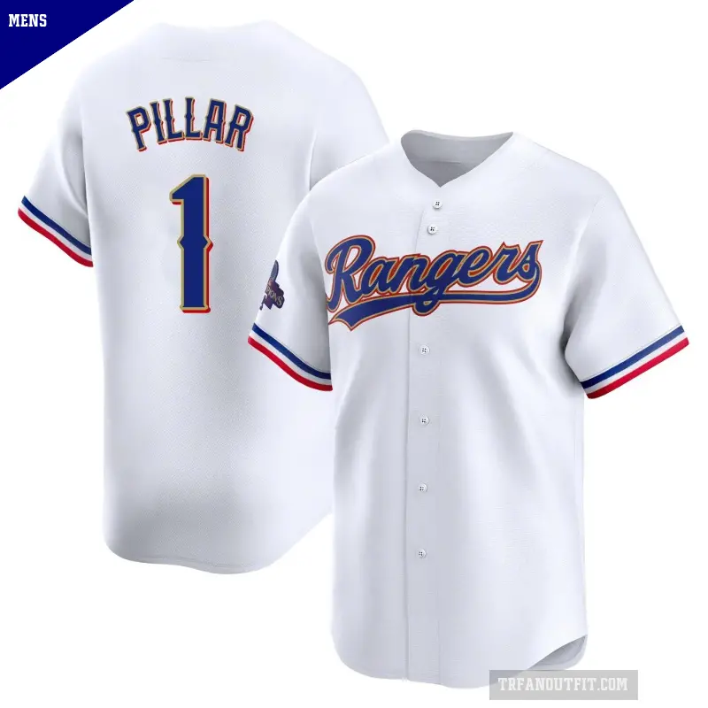 Men's No.1 Kevin Pillar Texas Rangers Gold Limited White 2024 Collection Jersey