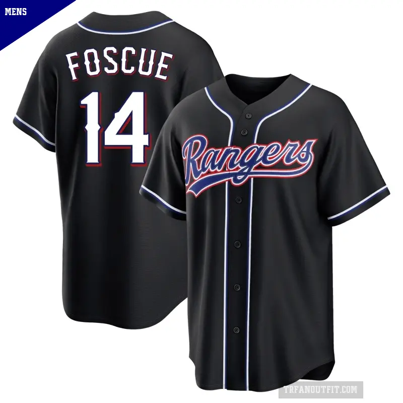 Men's No.14 Justin Foscue Texas Rangers Black Replica Fashion Out Jersey