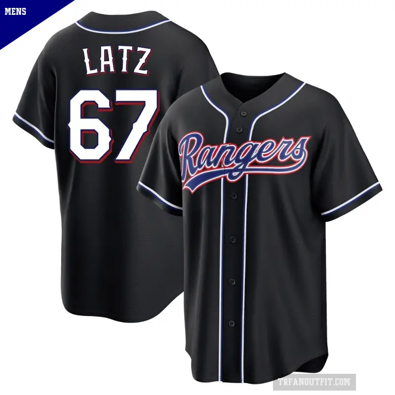 Men's No.67 Jacob Latz Texas Rangers Black Replica Fashion Out Jersey