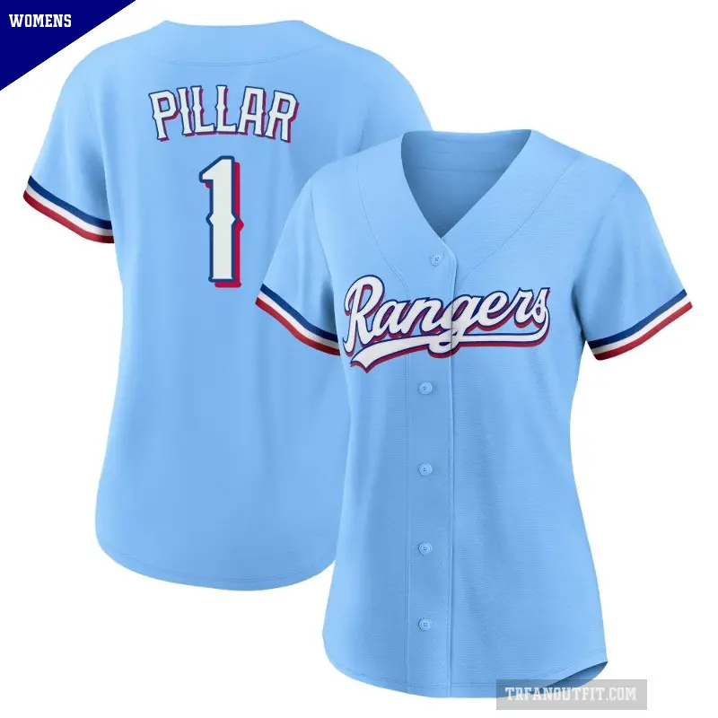 Women's No.1 Kevin Pillar Texas Rangers Light Blue Replica Alternate Jersey
