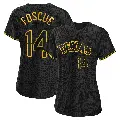 Women's No.14 Justin Foscue Texas Rangers Black Replica Snake Skin City Jersey