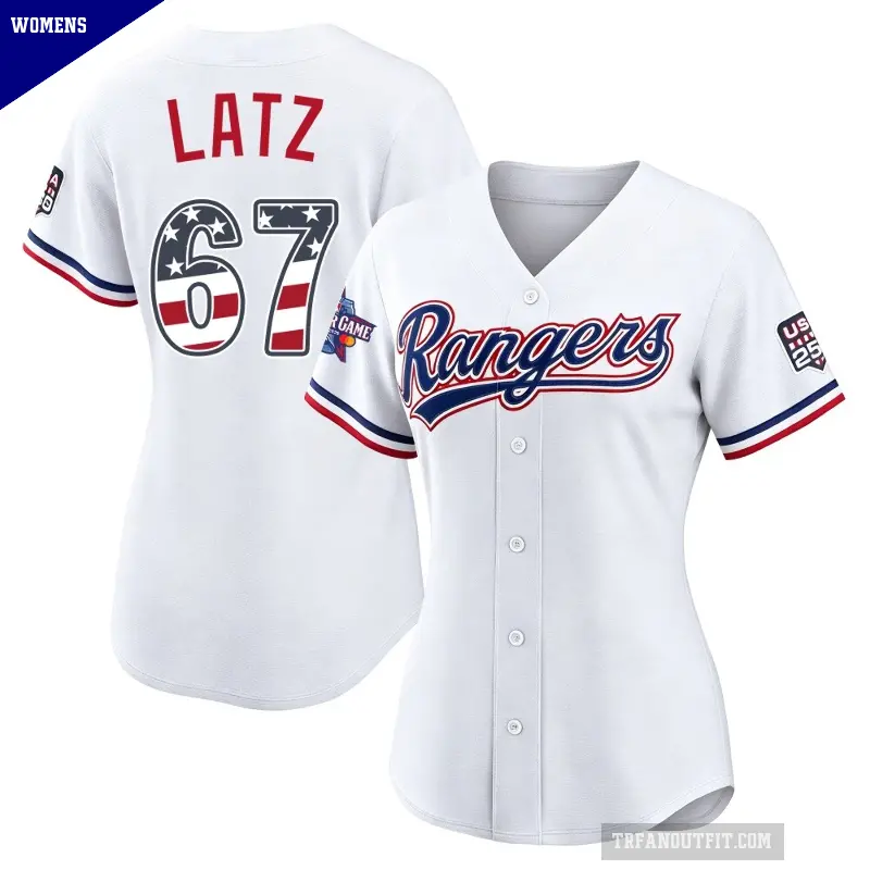 Women's No.67 Jacob Latz Texas Rangers White Limited 2026 All-Star Edition Stars & Stripes Home Stadium Jersey