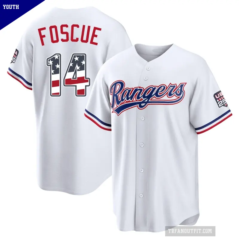 Youth No.14 Justin Foscue Texas Rangers White Limited USA 250 Fourth Of July Home Stadium Jersey
