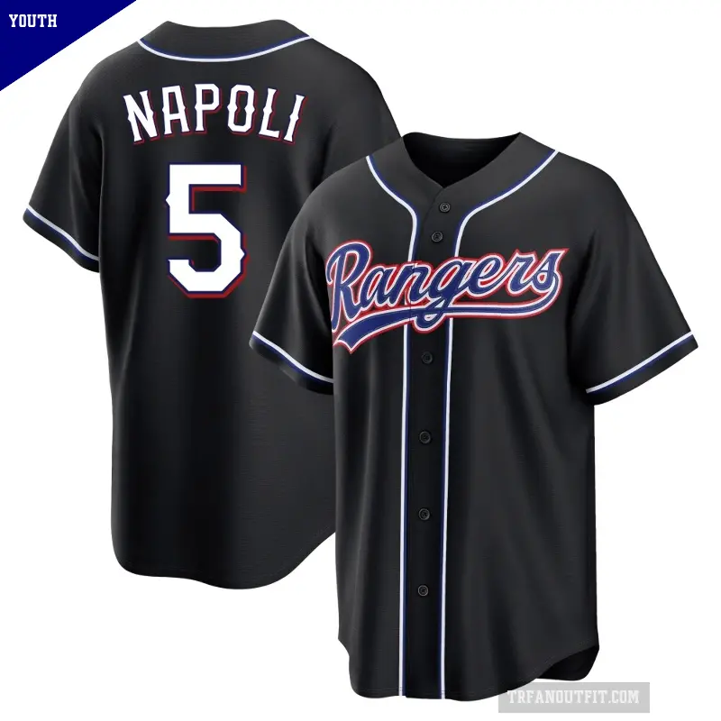 Youth No.5 Mike Napoli Texas Rangers Black Replica Fashion Out Jersey