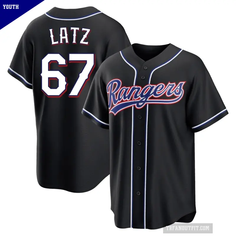 Youth No.67 Jacob Latz Texas Rangers Black Replica Fashion Out Jersey