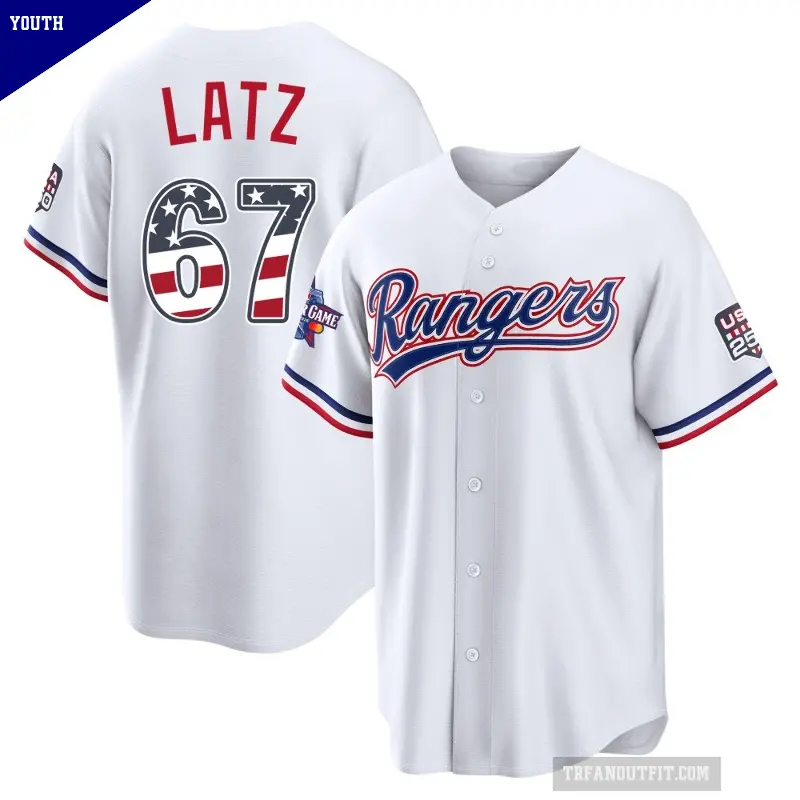 Youth No.67 Jacob Latz Texas Rangers White Limited 2026 All-Star Edition Stars & Stripes Home Stadium Jersey